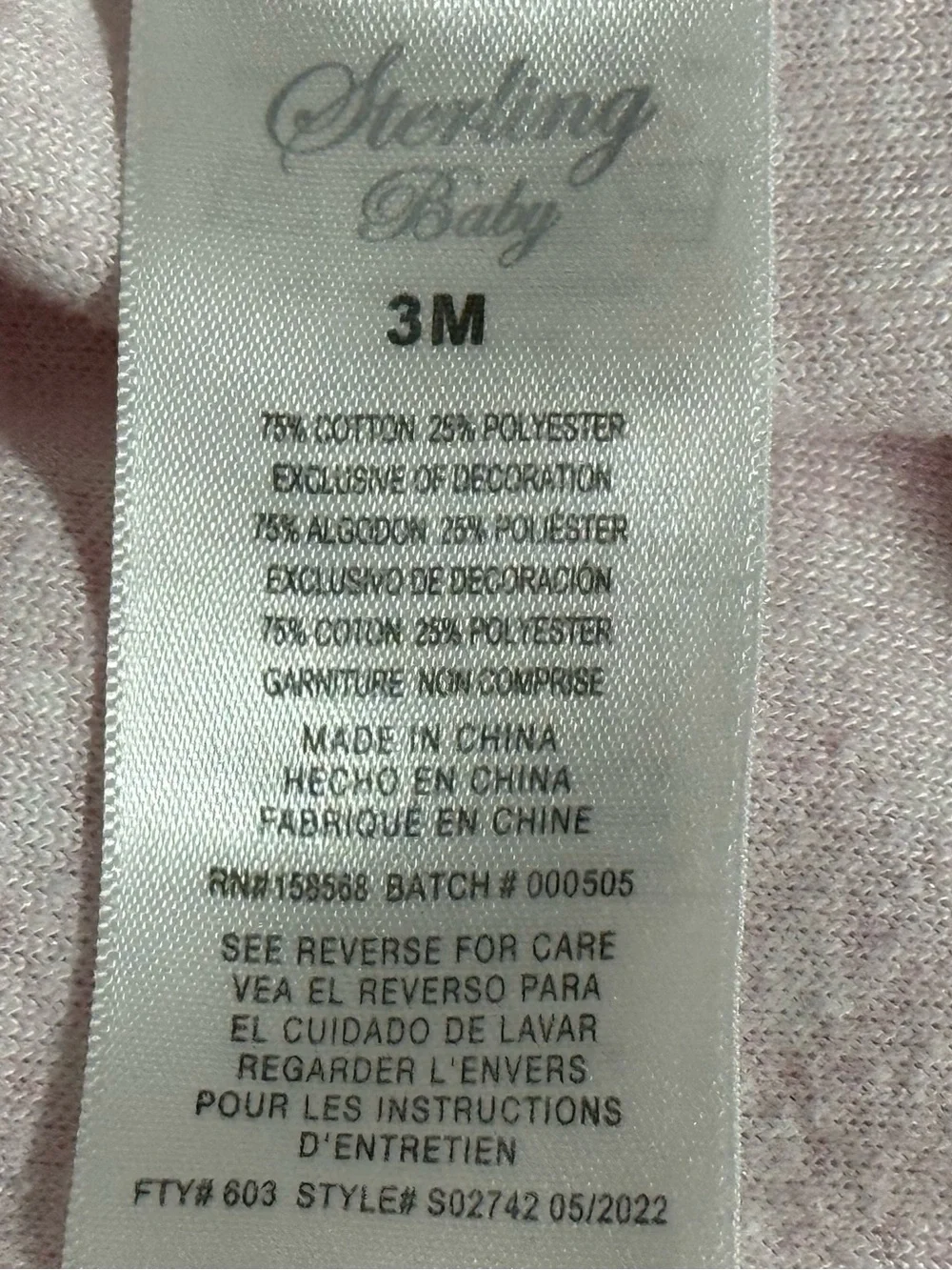 Sterling Baby 3M Pink Velour Hello I Am New Here Footed Sleeper